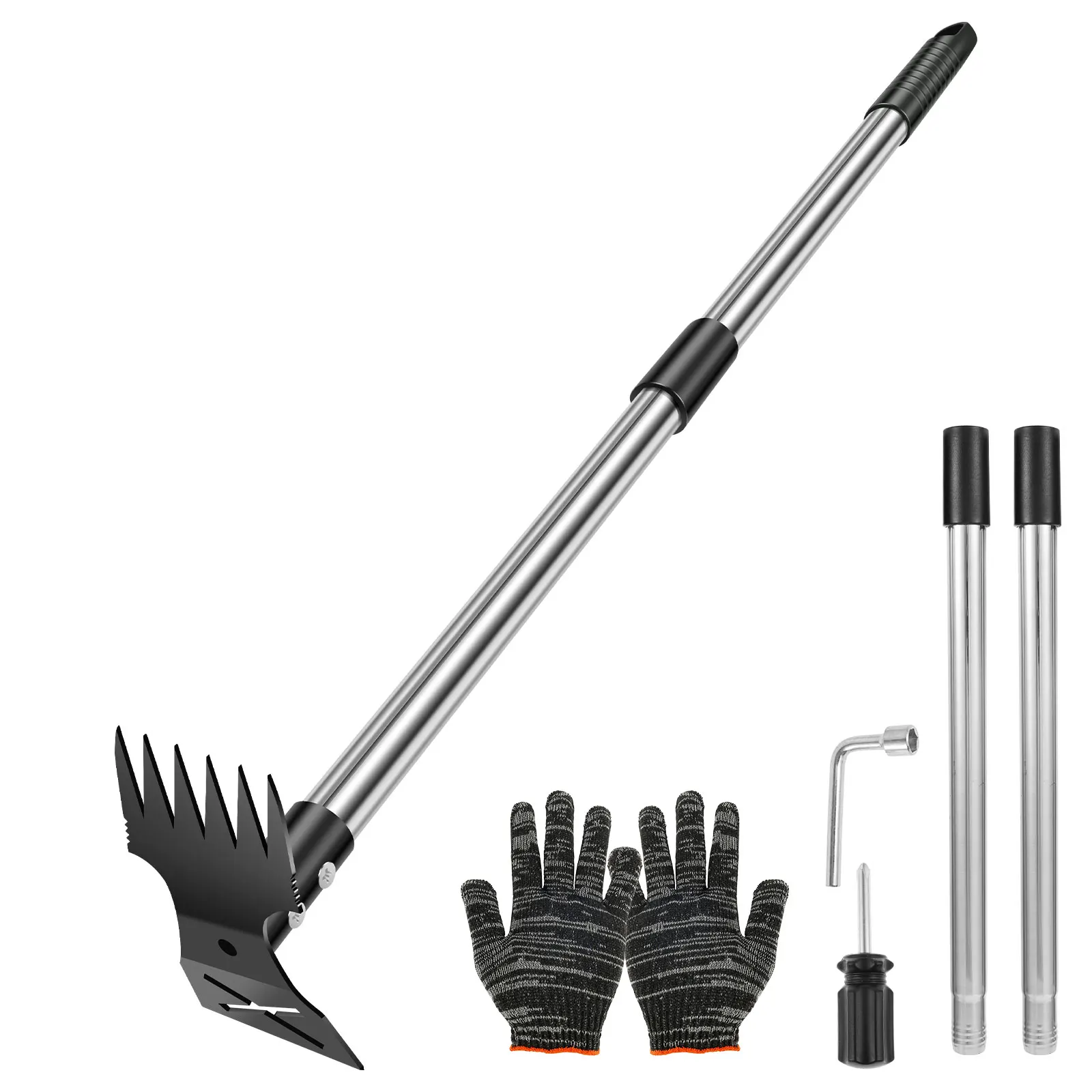Weed Puller - Rastrello da giardino in acciaio inossidabile,