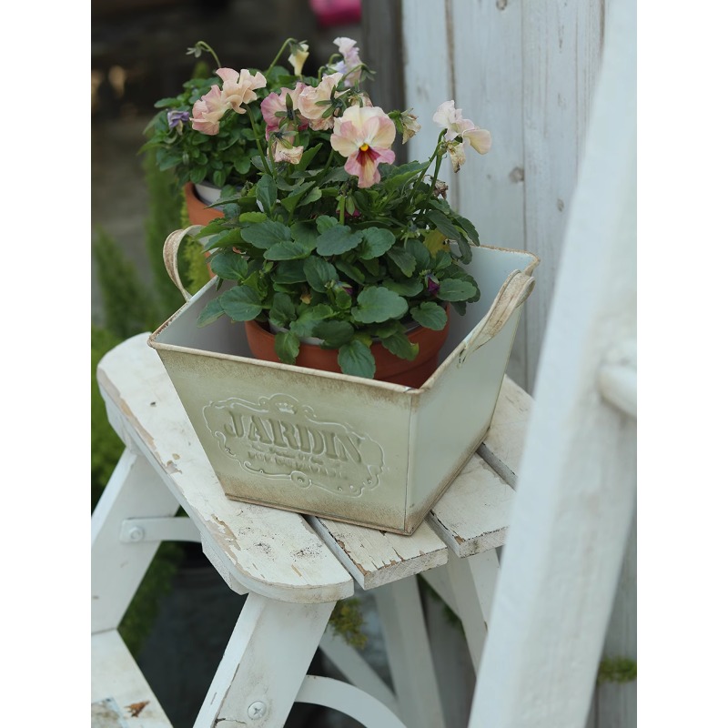 Gardening Tools In English - Vaso da fiori vintage in latta